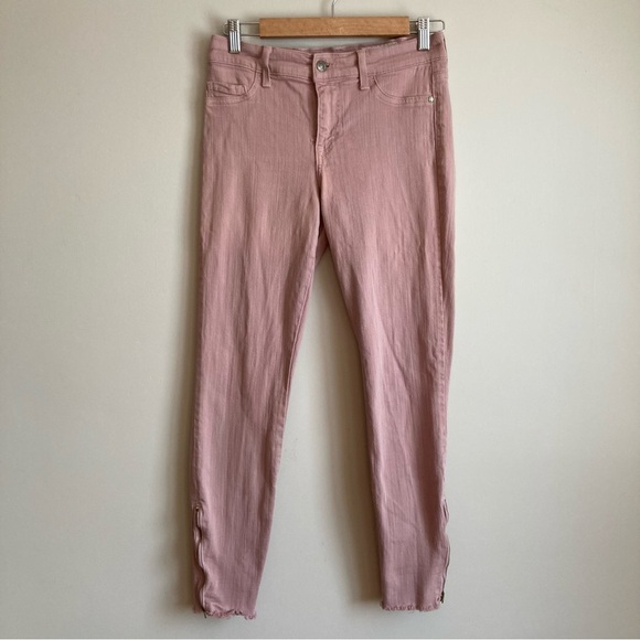 Pistola Pink Denim Cropped Skinny Jean With Side Zip Bottom 28 - Picture 1 of 14